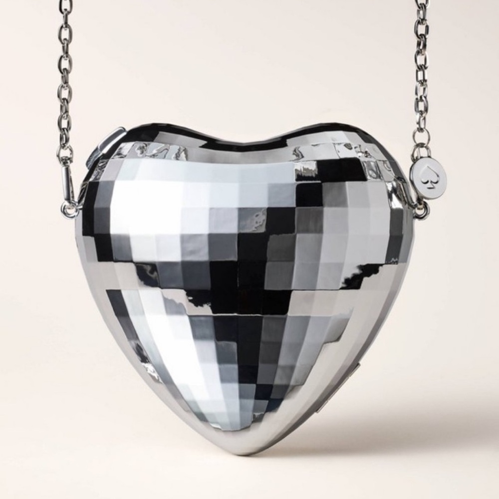 kate spade Silver Heart Disco Ball Crossbody Bag